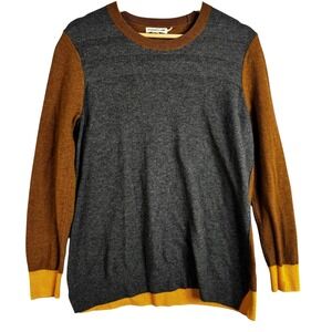 TOAD & CO Sweater Size XL Colorblock Gray Brown Yellow Crew Neck Pullover